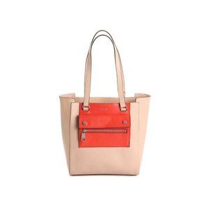 *Perlina Gabriela Coral Peach Leather Satchel Tote